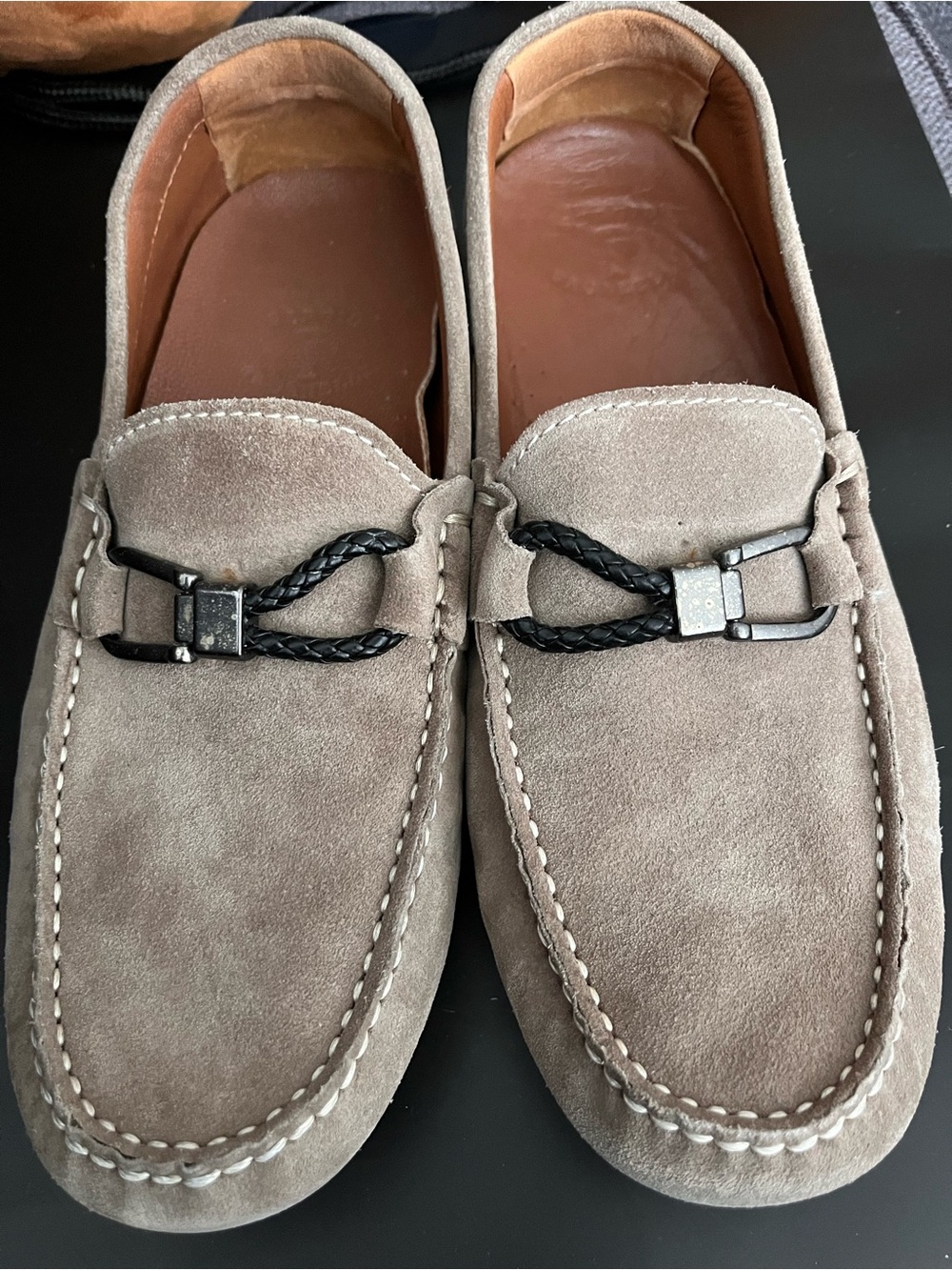 Sergio Paganelli Italy Men's Suede Driving Loafers Braided Bit - Size 41